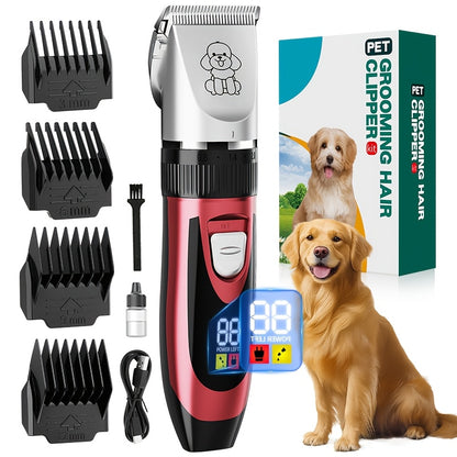 Pet Hair Clipper Cordless Adjustable Comb – Silent Low Noise Rechargeable Electric Dog Cat Grooming Scissors Set, Multiple Style Options