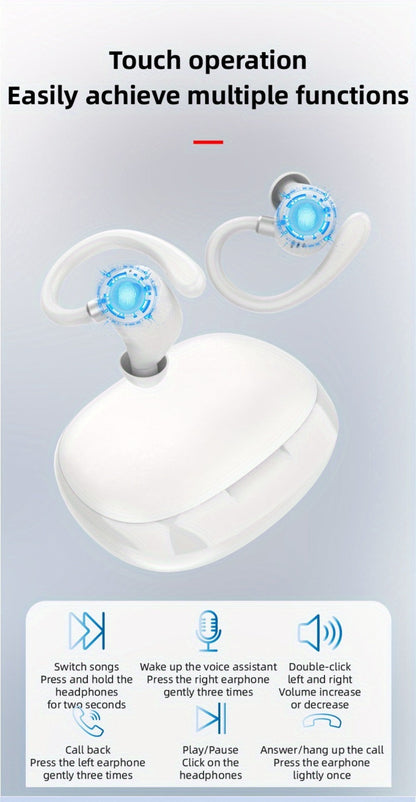 Wireless Earbuds Stereo In-Ear with LED Display Case, Touch Controls and Black, Blue or White Options