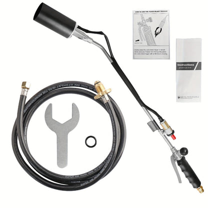 Long-Reach Propane Torch Kits with Hose, Adjustable Flame Valve and Red or Black Configurations