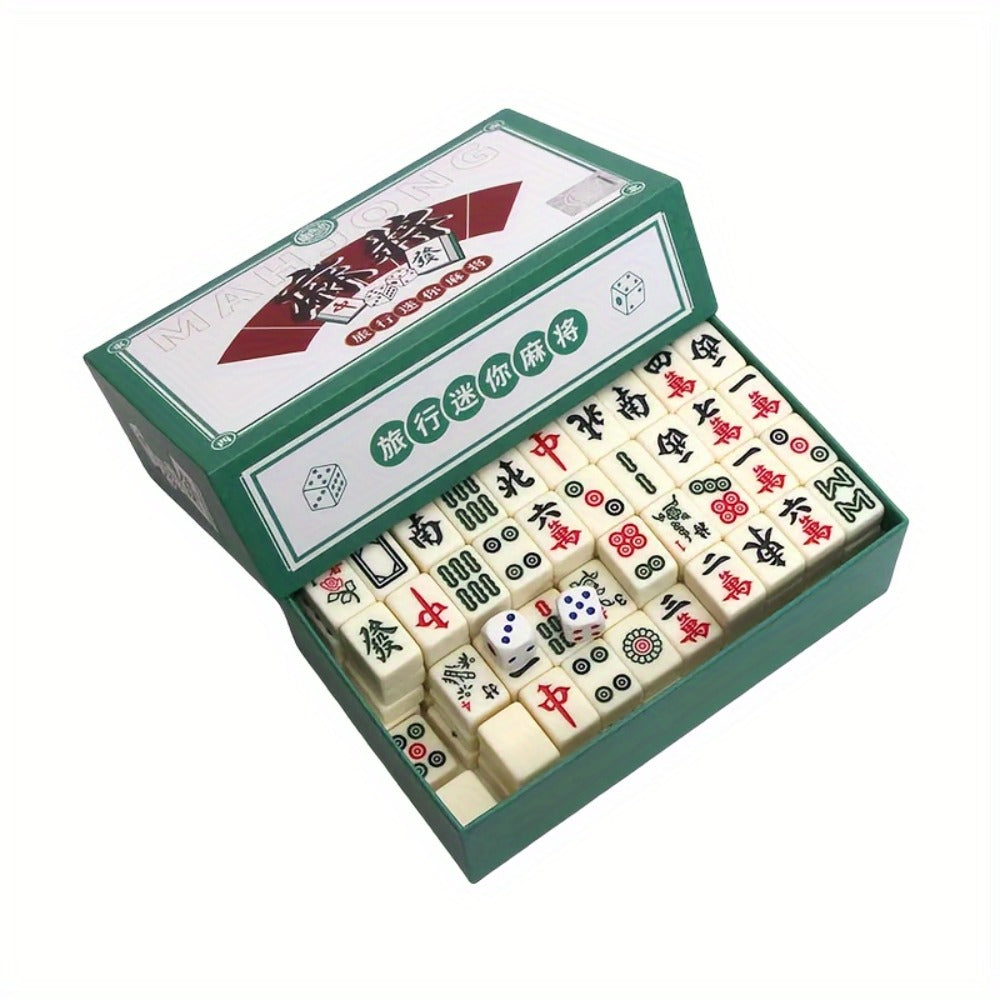 Mini Mahjong Set Portable Travel Size – Authentic Compact Mahjong Game for Family Fun, Logical Thinking & On-The-Go Entertainment