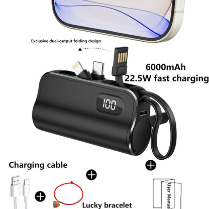 6000mAh Power Bank Gift Set with 22.5W Label, Fold-Out Connectors, Data Cable, Bracelet and Display