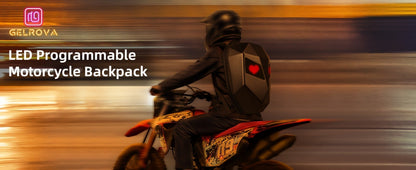 LED Motorcycle Backpack with Display Screen, Hard Shell Helmet Bag, USB Charging Port, 48x48 Dot Matrix Smart Riding Backpack