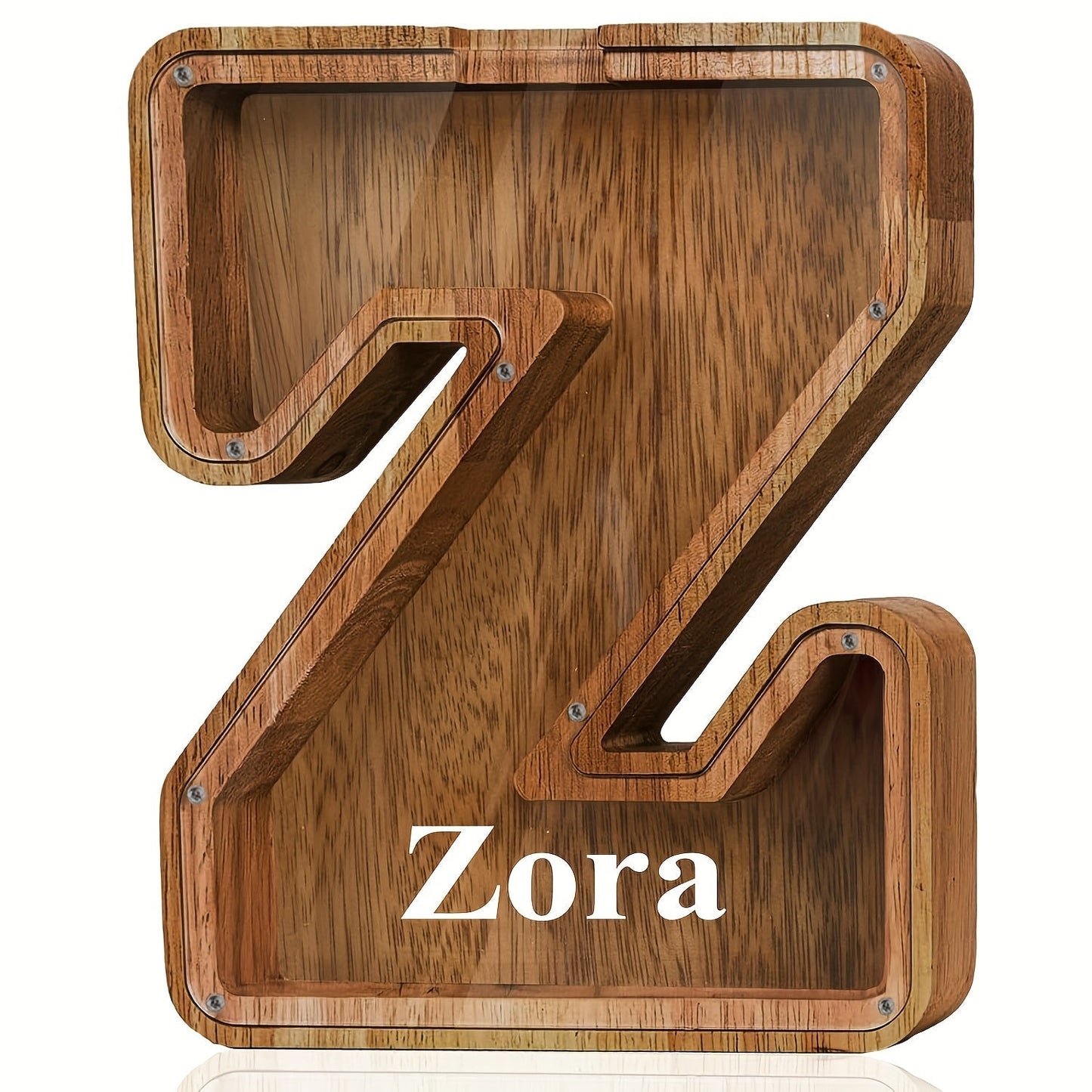 Personalized Wooden Piggy Bank for Kids – A-Z Alphabet Letter Initial Coin & Bill Savings Bank for Boys & Girls
