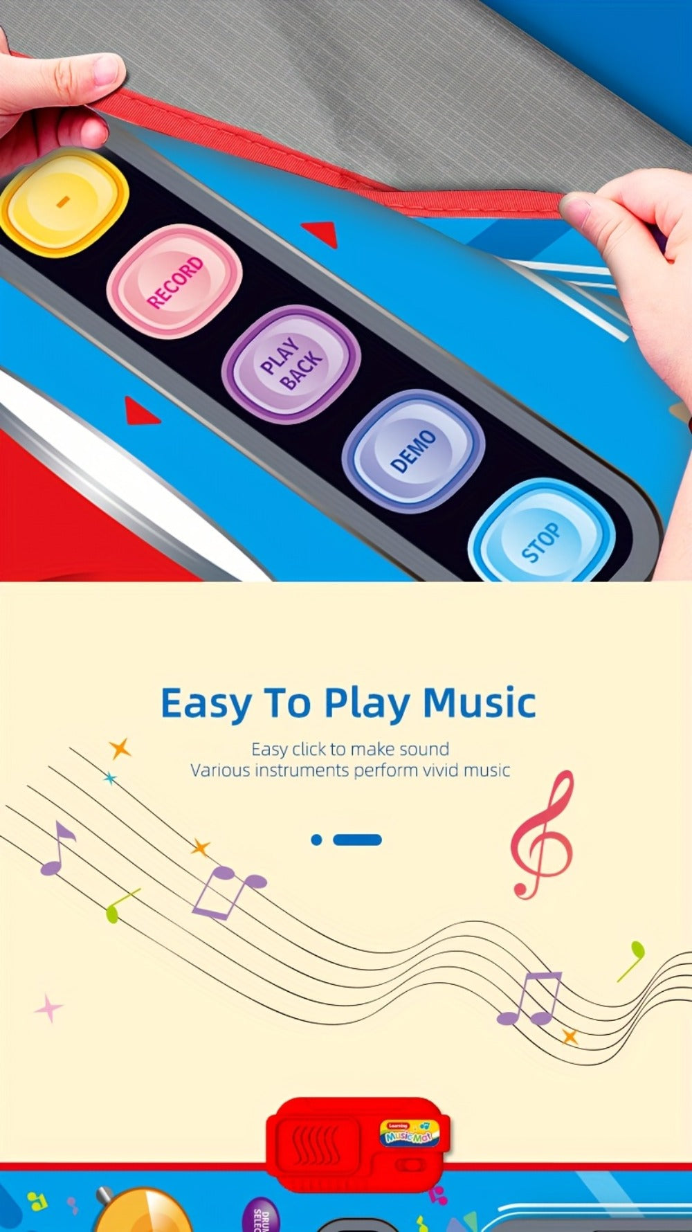 Kids Electronic Drum Music Mat, Multifunctional Musical Toy for Skill Development & Family Bonding