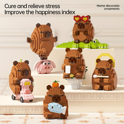 Capybara Micro Brick Building Set 562pcs Collector Edition – Miniature DIY Assembly Desk Decor Stress Relief Toy for Kids Teens Adults