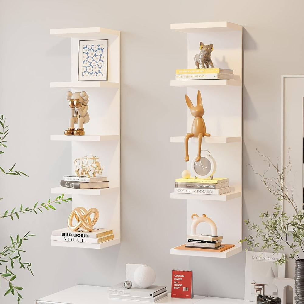 5-Tier Floating Wall Shelf Wall-Mounted Storage Rack 31.5" - Space Saving Display Shelves for Entryways, Bedrooms and Living Spaces