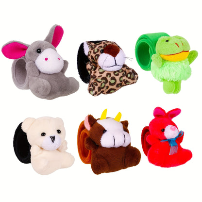 Plush Animal Slap Bracelet Assortments in 6-, 10-, 15- or 30-Piece Checkout Packs for Party Favors