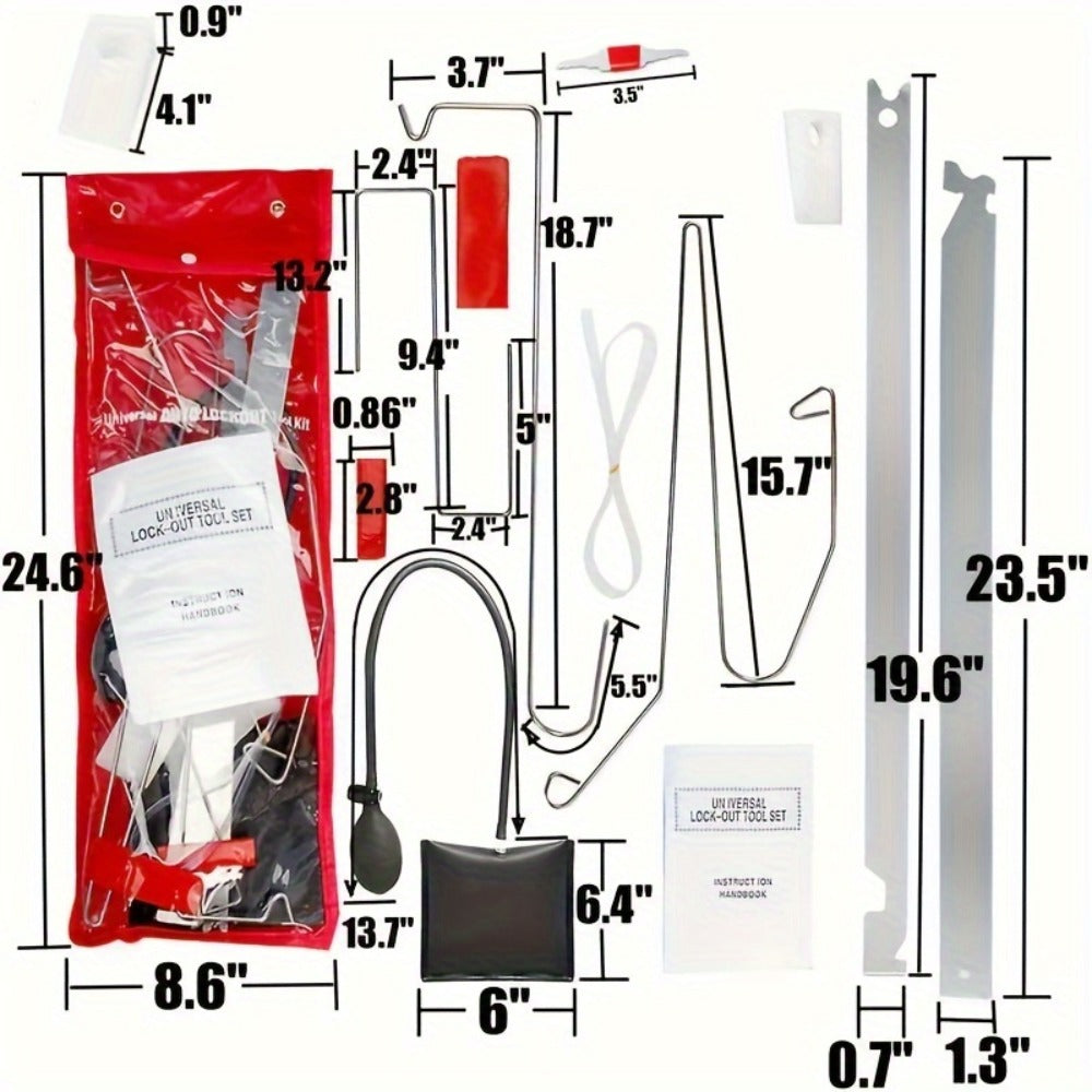 Car Door Opening Tool Kit with Air Bag – 9+1 Piece Professional Auto Lockout Emergency Repair Set for Slim Jim Lock Pick Wedge Vehicle Entry