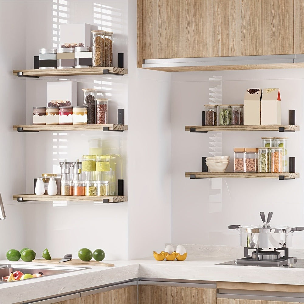 Floating Shelves Set of 5 Wall Mounted 4.7 Inch Tiered Display Shelves Vintage Style Wall Storage Rack for Bedroom, Living Room, Kitchen