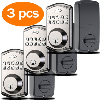 Electronic Keypad Deadbolt 3-Pack Keyless Entry Door Lock with 100-Code, Auto Lock, Anti-Peep PIN & Backup Key