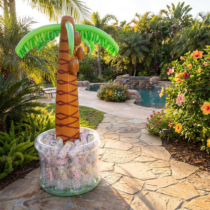 5FT Inflatable Palm Tree Drink Cooler, Tropical Beverage Ice Bucket for Luau Hawaiian Pool Party Decorations