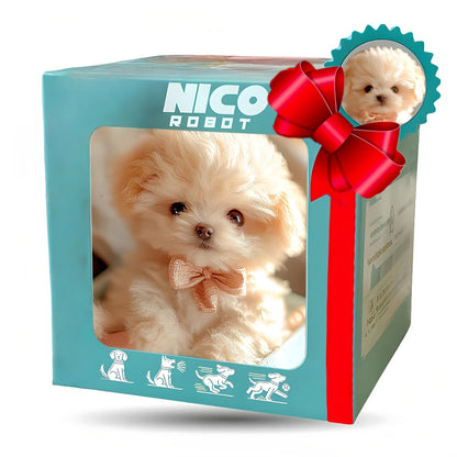 White Realistic Robot Dog Toy, Interactive Walking, Barking & Tail Wagging, Expressive Eyes, Plush Biomimetic Pet