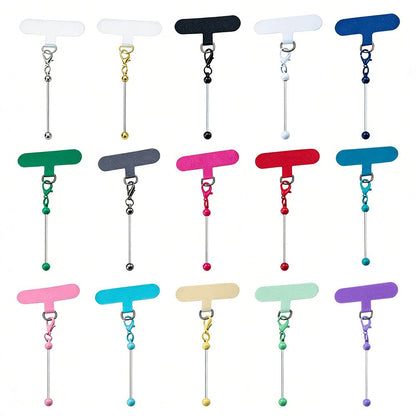 Beadable Phone Tether Tab Set 30pcs, DIY Phone Lanyard Adapter Kit with Blank Beadable Bars for Custom Phone Charms
