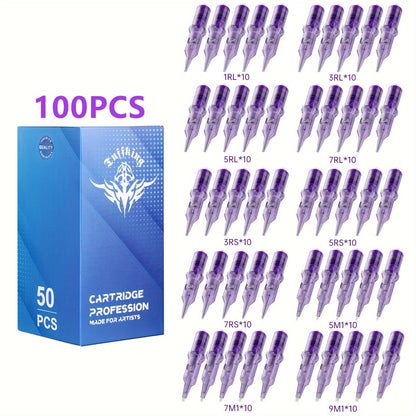 Disposable Tattoo Needles Mixed Size Sterilized RL RS M1 0.35mm, Safety Tattoo Needle Set for Tattoo Artists and Beginners