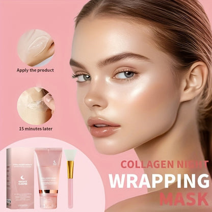 Collagen Overnight Sleeping Mask 3pcs 75g - Niacinamide Hyaluronic Acid Intensive Lifting Sleep Off Face Mask for Women