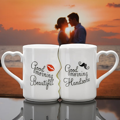 Kissing Couple Ceramic Mug Set 2pcs – Love Coffee Mug Anniversary Wedding Valentine Gift 360ml