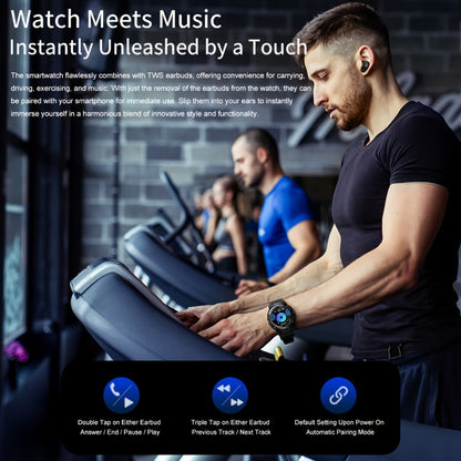 Smartwatch 2-in-1 with Built-In Earphones, 1.46 Inch IPS Touchscreen and 100 Sport Modes with Extra Strap