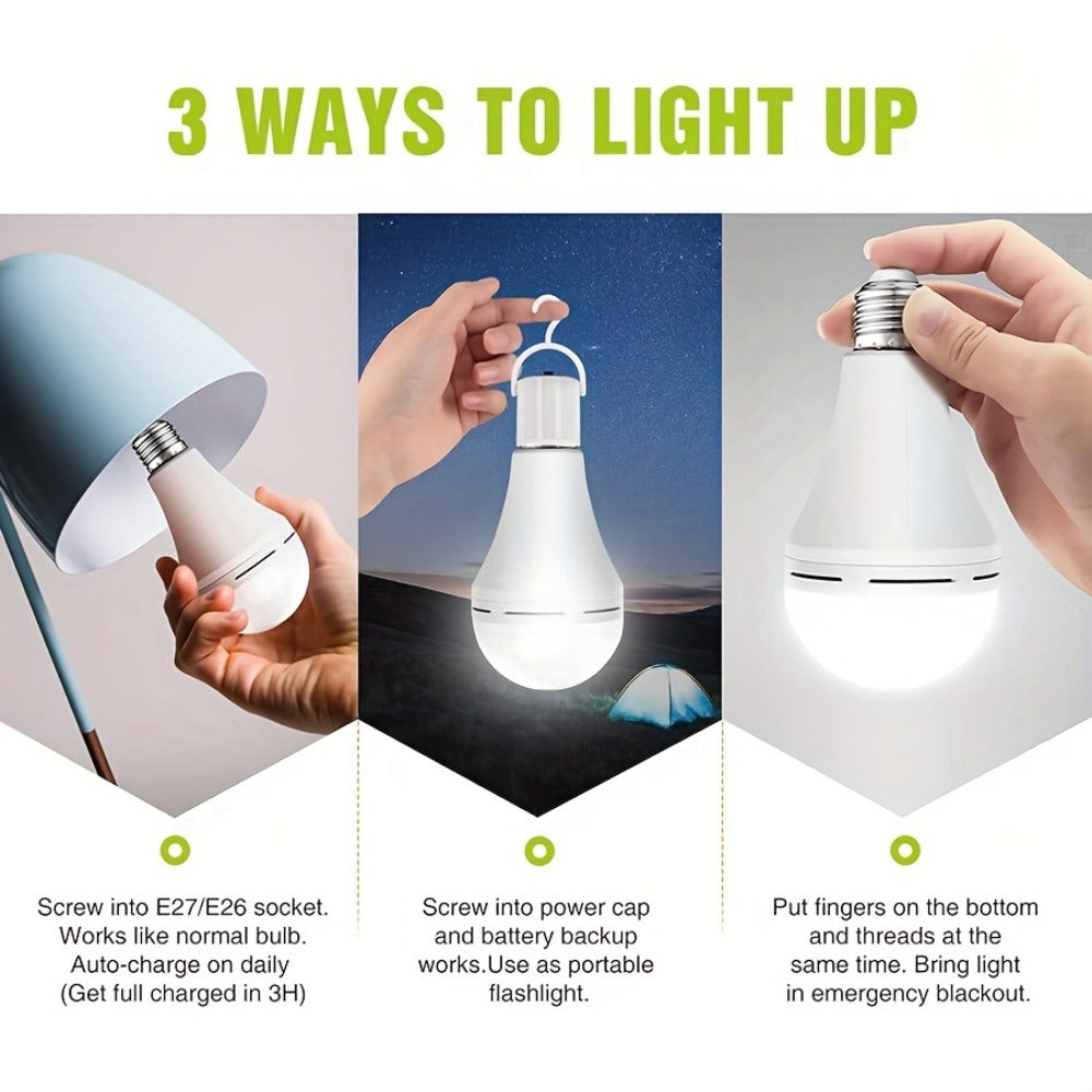 Emergency Light Bulb for Power Outages 2000mAh Rechargeable LED 6000K with Backup Battery, Auto-On Failure Detection
