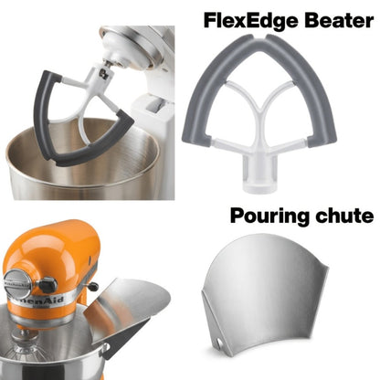 KitchenAid Pouring Chute Stainless Steel Stand Mixer Attachment – Universal Funnel Shield for Tilt-Head & Bowl-Lift 4.5-8 Qt