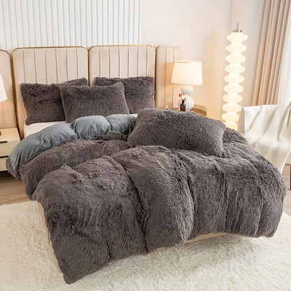 Plush Duvet Cover 100% Polyester Soft Warm Zipper Closure Cozy Bedroom Bedding Twin Full Queen King Solid Tie Dye 14 Colors for Bedroom