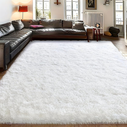 Area Rug Fluffy Faux-Fur Shag in Solid, Tie-Dye and Ombre Colors with Six available Room Sizes