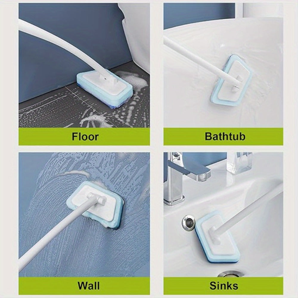 Shower Cleaning Brush Set Replaceable Heads – Bathtub Scrubber, Wall Tile Brush, Window Glass Cleaner & Floor Brush