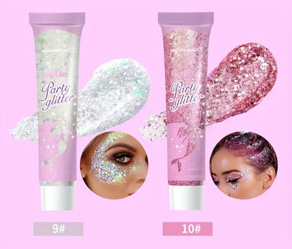 Holographic Glitter Gel Set 10 Colors Cosmetic Grade Face Body Makeup – Festival Rave Cosplay Anime