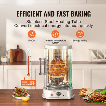 Electric Shawarma Grill Machine 20L Vertical Gyro Rotisserie Doner Kebab Maker Stainless for Entryways, Bedrooms and Living Spaces