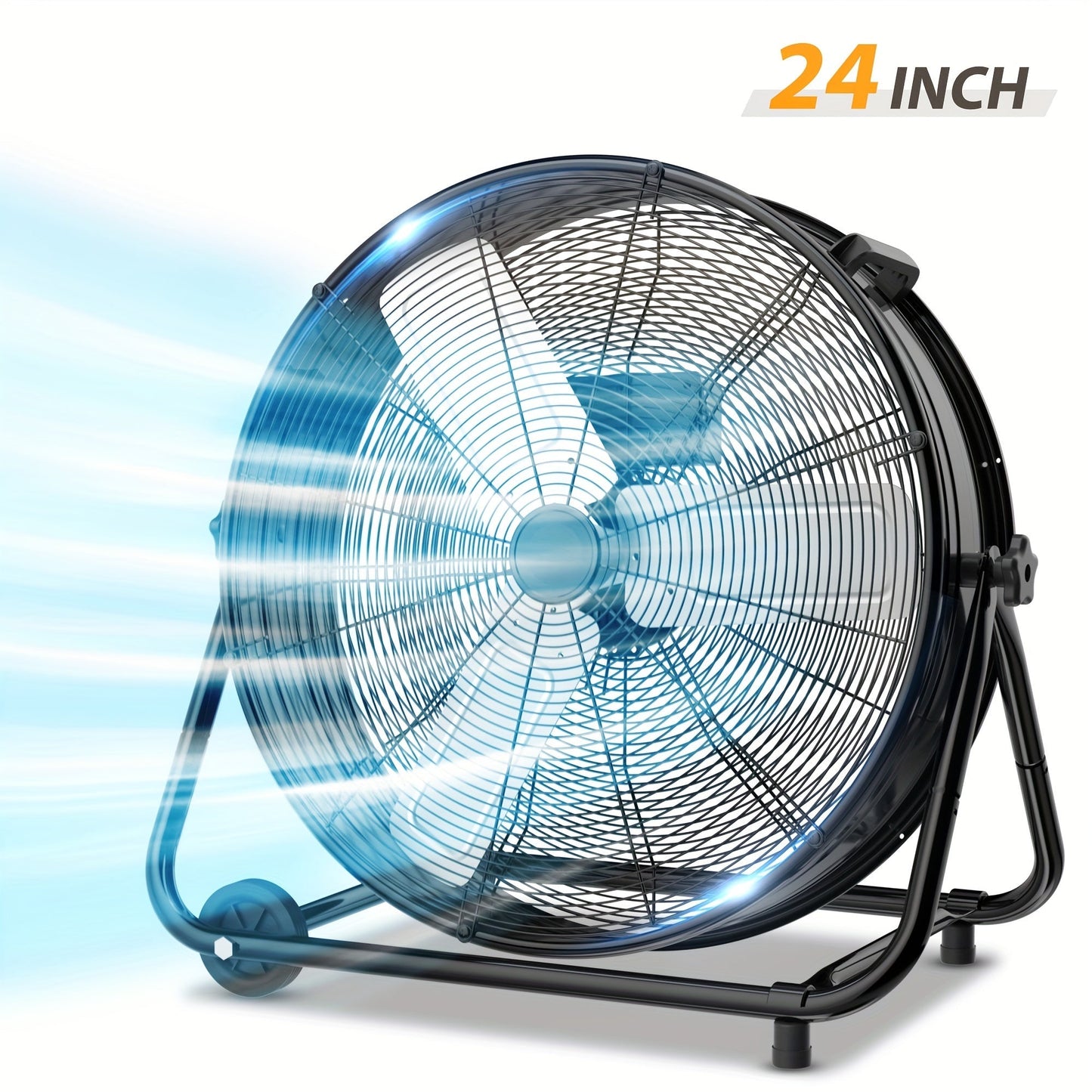 Industrial Drum Fan High Velocity Floor Fan 24 30 Inch, 3-Speed Metal Air Circulator 360 Tilt Casters ETL Listed