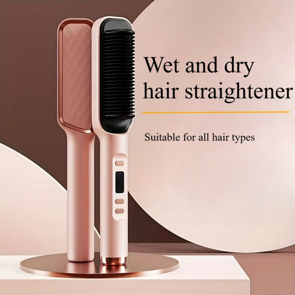 2-in-1 Wet and Dry Hair Straightener Curler Portable Flat Iron Fast Heat Adjustable Temperature, for Home, Travel and Salon Hair Styling