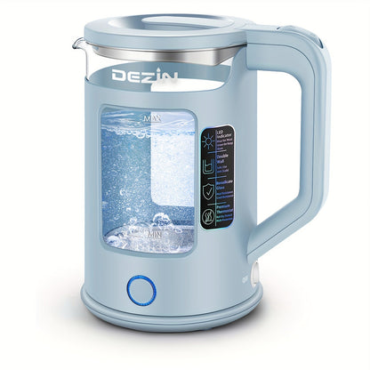 Glass Electric Kettle with Blue LED Light, 1.5L Borosilicate Glass Water Boiler, Auto Shut-Off & Boil-Dry Protection