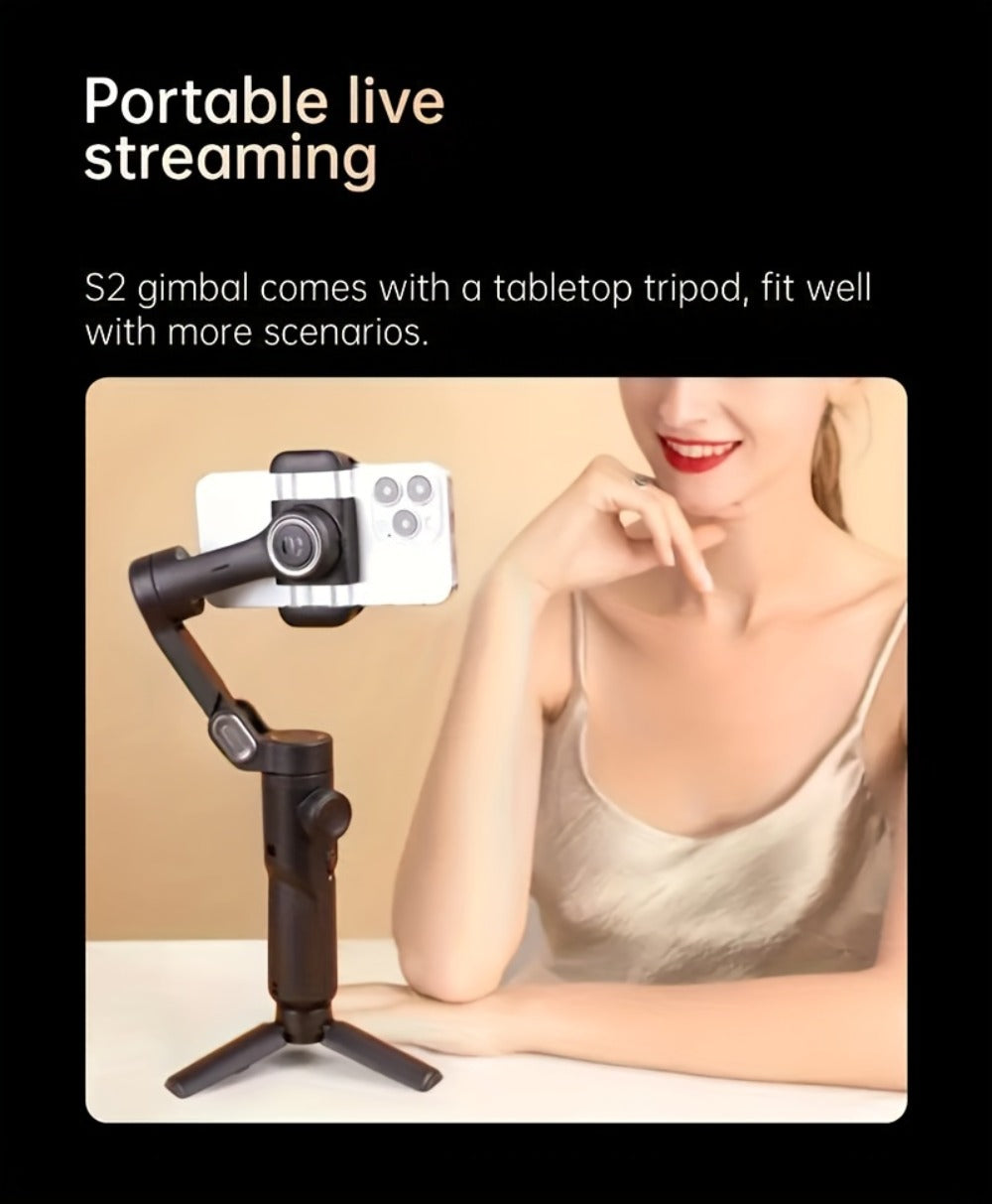 AOCHUAN Foldable 3-Axis Gimbal Stabilizer with Extendable Pole & Panoramic Gesture Control, AI Face Tracking Phone Gimbal