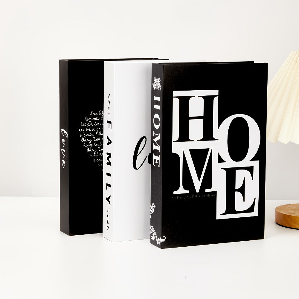 Faux Books Decor Set of 3, Fake Decorative Books for Home Decor Shelf Styling, Industrial Style Artificial Book Props