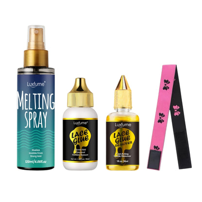 Lace Melting Spray Kit with Bold Hold Hair Glue & Remover 120ml 24H Long Lasting Quick Dry No Residue Edge Control Safe for Sensitive Scalp