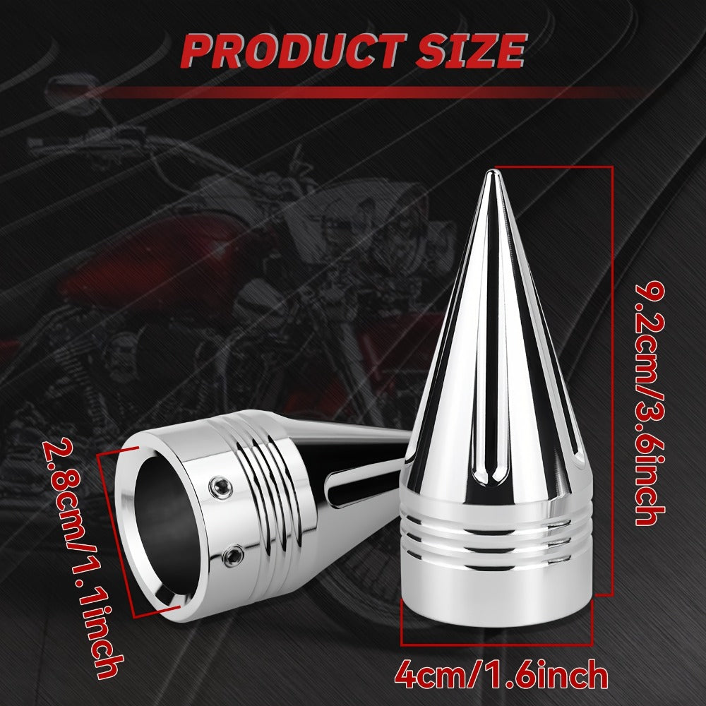 CNC Spike Motorcycle Front Axle Nut Covers Caps 3.6" – Fits Harley Touring Street Glide Road King Electra Glide Tri Glide 2008-Later