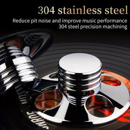 Vinyl Record Weight Stabilizer LP Clamp for Turntables | Metal Disc Stabilizer, Reduces Vibration & Noise, Polished Stainless Steel