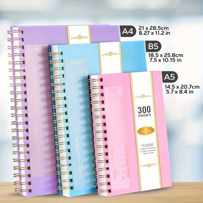 Large Spiral Notebook 300 Pages Hardcover – 8.5x11 A4 College Ruled 100GSM Lined Paper PVC Waterproof Cover for Work School Travel Women Men