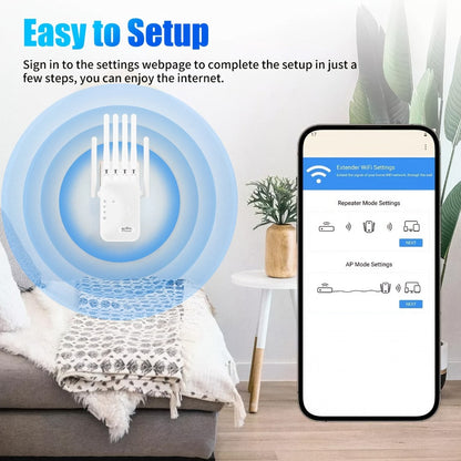 CP3600 WiFi Repeater Signal Booster 2.4GHz Wide Coverage, One-Button WPS Setup, Flexible Antenna Rotation