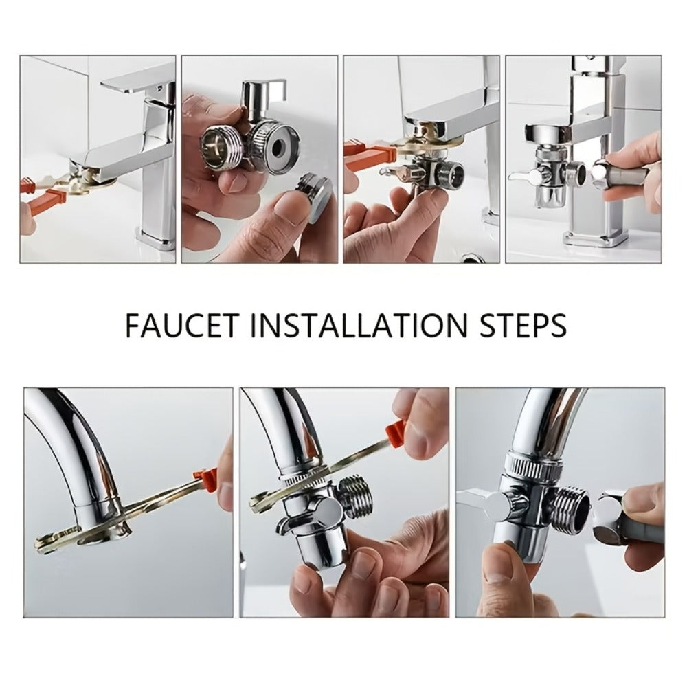 Faucet Extender Pull-Out Retractable Showerhead for Washbasin - Hot & Cold Compatible Hair Washing Sink Sprayer