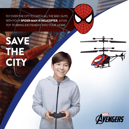Marvel Spider-Man 2CH IR Remote Control Helicopter, Indoor Flying Toy for Kids Boys Superhero Fan