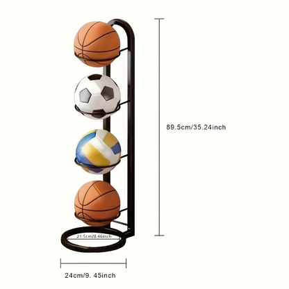 Basketball Storage Rack 3 4 5 Layer | Sports Ball Display Stand for Basketball Football Volleyball | Freestanding Ball Holder Organizer