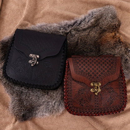 Dragon Embossed Faux Leather Waist Bag, Medieval Viking Norse Style Belt Pouch, Coin Purse Hip Bag for Renaissance Faire