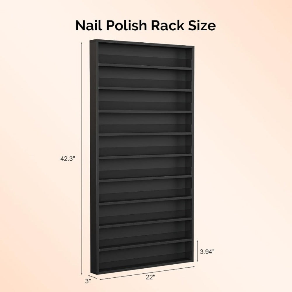 Wall Mount Nail Polish Rack Organizer 6 or 10 Tier with Acrylic Baffle Salon Display Shelf for Gel Polish