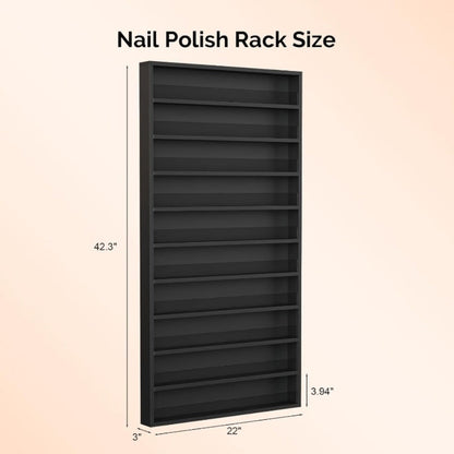 Wall Mount Nail Polish Rack Organizer 6 or 10 Tier with Acrylic Baffle Salon Display Shelf for Gel Polish