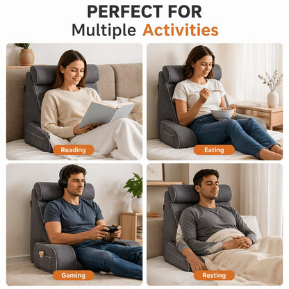 Reading Pillow for Adults Bed Rest Pillow with Arms 19 Inch Back Support Cushion Removable for Entryways, Bedrooms and Living Spaces