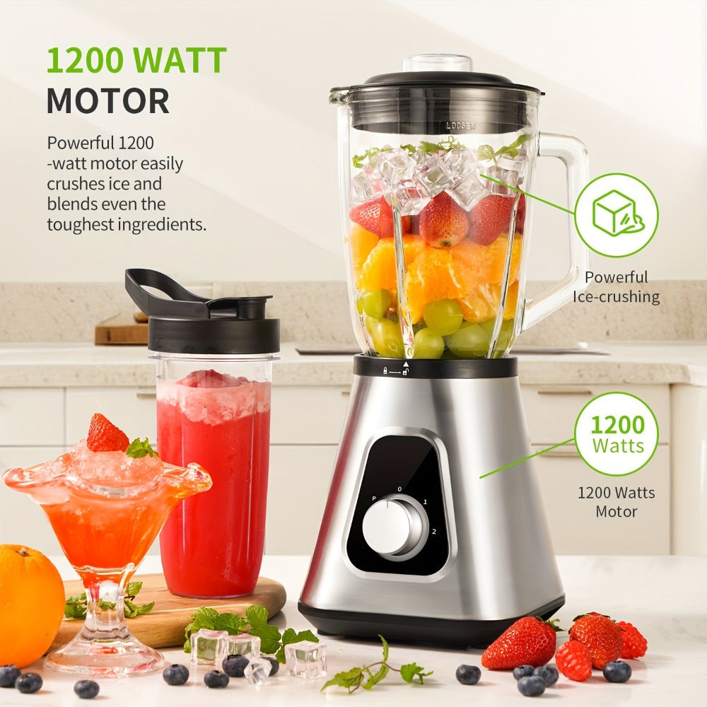 Countertop Blender with 52oz Glass Jar & 22oz Travel Cup, 3-Speed Smoothie Blender for Frozen Fruit Drinks