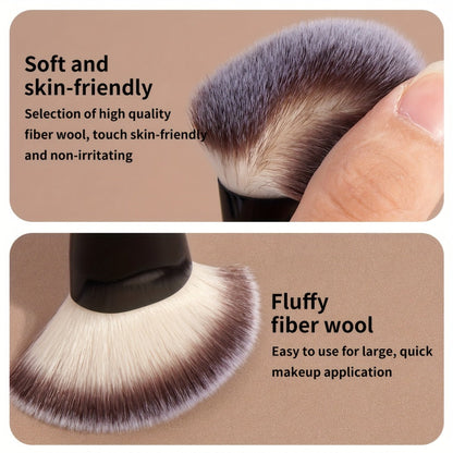 Makeup Brush Set, 4-Piece Double-Ended Travel Collection with Eight Brush Heads in Black-Beige or Black-Gold