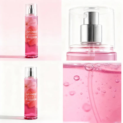 Cherry Blossom Body Mist for Women, Pheromone-Infused Sakura & Rose Fruity Floral Scent, 7- Spray