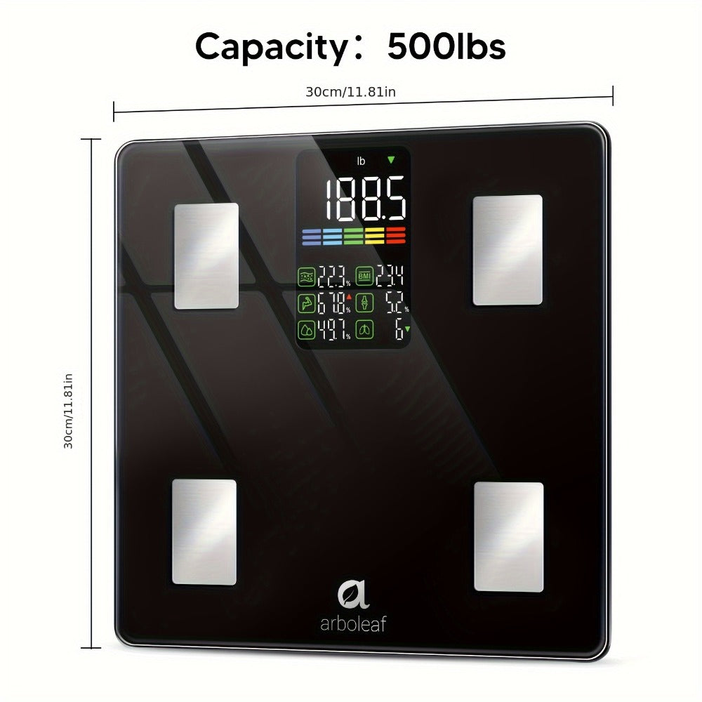 Smart Body Scale 14-in-1, Body Fat Scale with BMI, Mass & 14 Health Metrics, Wireless Bluetooth App Sync