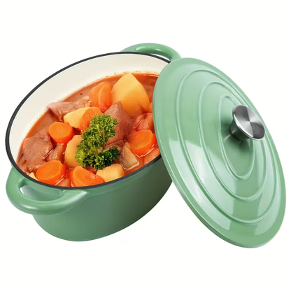 Dutch Oven Enameled Cast Iron 4.5QT with Lid & Dual Handles – Oval Non-Stick Enamel Coating for Bread Baking Soups Stews Braising | Stovetop